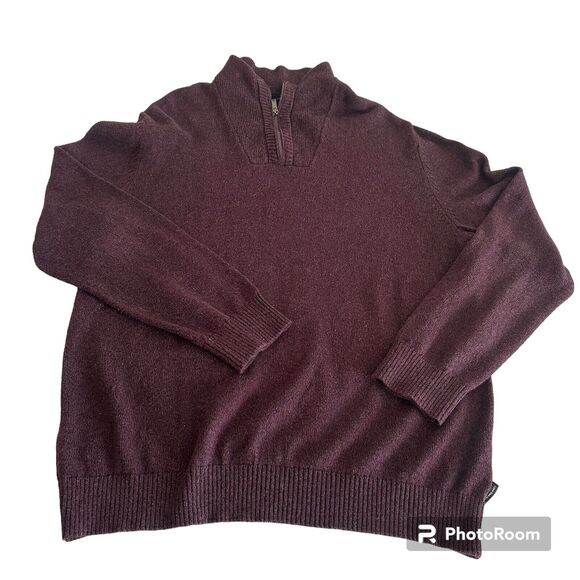 Calvin Klein Mens XXL Pull Over Quarter Zip Purple Knitted Sweater Mock Neck - Picture 1 of 6